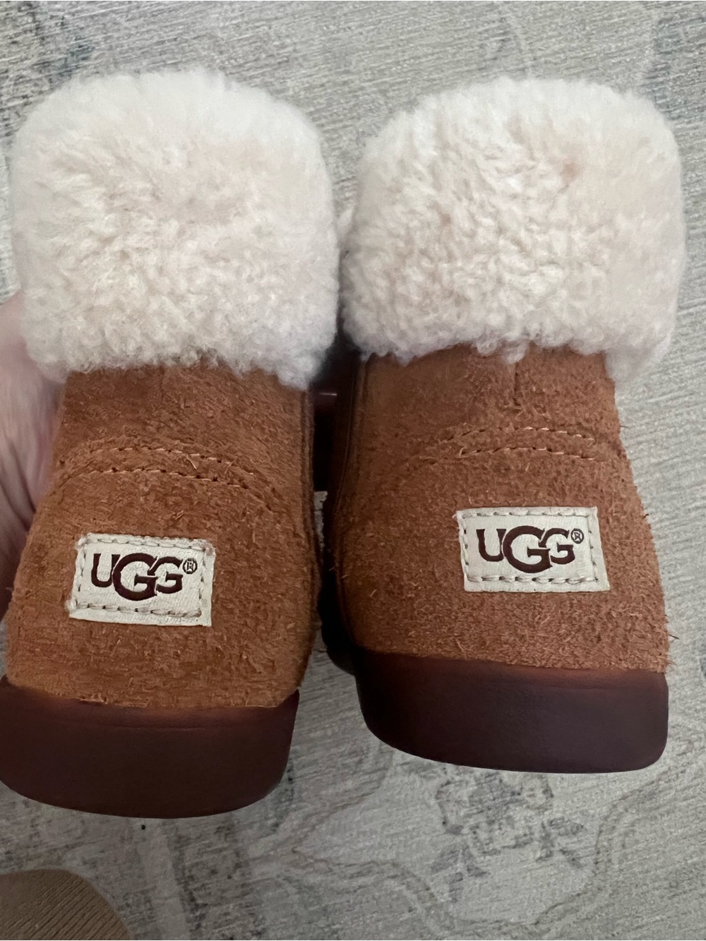 Kids UGG Brown Suede Shearling Booties - Picture 2 of 7